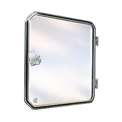 Plastic window with hinged transparent cover, L196xW235xD13mm.