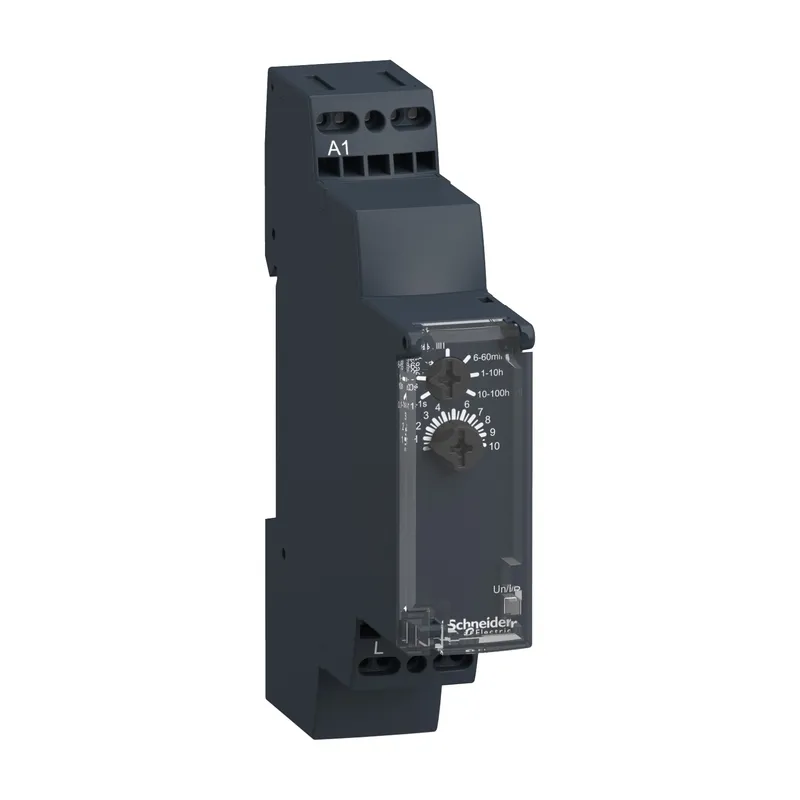 Schneider Electric RE17LAMWS – Harmony, Modular timing relay, 0.7 A, 1 CO, 1 s..100 h, on delay, solid state output, spring terminals, 24..240 V AC/DC