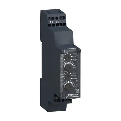 Schneider Electric RE17LLBMS – Harmony, Modular timing relay, 0.7 A, 1 s..100 h, asymmetrical flashing, solid state output, spring terminals, 24...240 V AC
