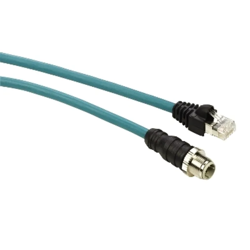 cable, Modicon Networking, Ethernet cable, one end in M12 connector, one end in RJ45 connector, IP67, 10m