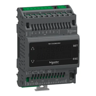 Controller, Modicon M171/M172/M173, optimized display, 22 IO, 2 RS485, 230V AC