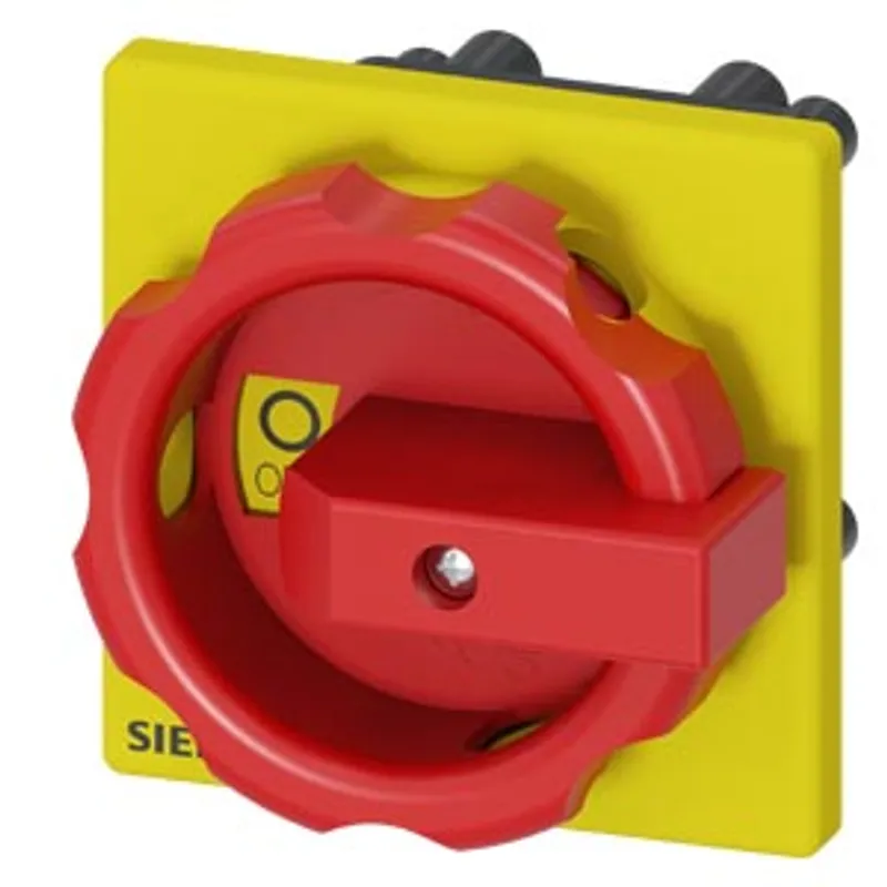 Siemens 3LD9344-5C – Rotary operating mechanism, red / yellow 66x66 mm Front plate mounting Central hole mounting 22.5mm mm — photo 1 of 4