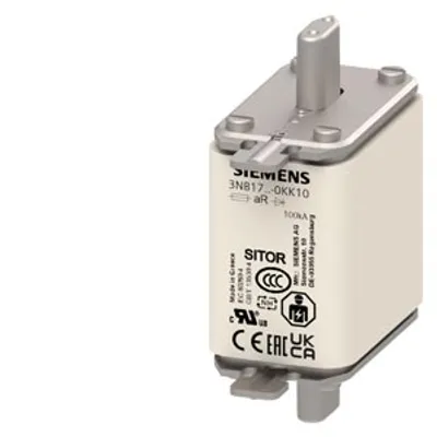 Siemens 3NB1723-0KK10 – SITOR fuse size 00 100A aR 440V dc/700V VSI 500V dc UL @MBC 4xIn blade contacts Siemens 3NB1723-0KK10 – SITOR fuse size 00 100A aR 440V dc/700V VSI 500V dc UL @MBC 4xIn blade contacts