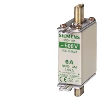 Siemens 3ND1822 – LV HRC fuse element, NH000, In: 63 A, aM, Un AC: 500 V