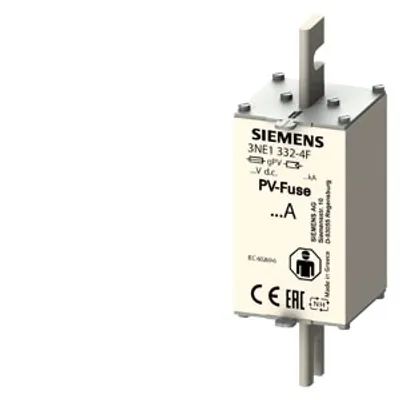 Siemens 3NE1332-4F – PV fuse link, with slotted blade contacts, NH2L, In: 400 A, gPV, Un DC: 1000 V, front indicator Siemens 3NE1332-4F – PV fuse link, with slotted blade contacts, NH2L, In: 400 A, gPV, Un DC: 1000 V, front indicator