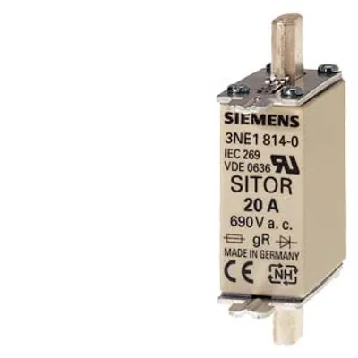 Siemens 3NE1818-0 – SITOR fuse link, with blade contacts, NH000, In: 63 A, gS, Un AC: 690 V, Un DC: 250 V, front indicator Siemens 3NE1818-0 – SITOR fuse link, with blade contacts, NH000, In: 63 A, gS, Un AC: 690 V, Un DC: 250 V, front indicator