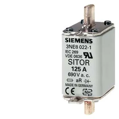 Siemens 3NE8020-1 – SITOR fuse link, with blade contacts, NH00, In: 80 A, aR, Un AC: 690 V, Un DC: 440 V, front indicator Siemens 3NE8020-1 – SITOR fuse link, with blade contacts, NH00, In: 80 A, aR, Un AC: 690 V, Un DC: 440 V, front indicator