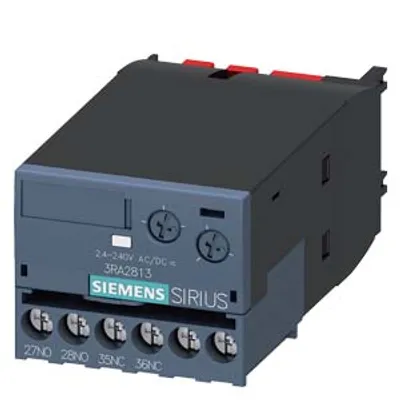 Siemens 3RA2813-1FW10 – Solid-state time-delayed auxiliary switch, ON-delay, relay 1 NC + 1 NO, time range 0.05-100 s, 24-240 V AC/DC Siemens 3RA2813-1FW10 – Solid-state time-delayed auxiliary switch, ON-delay, relay 1 NC + 1 NO, time range 0.05-100 s, 24-240 V AC/DC