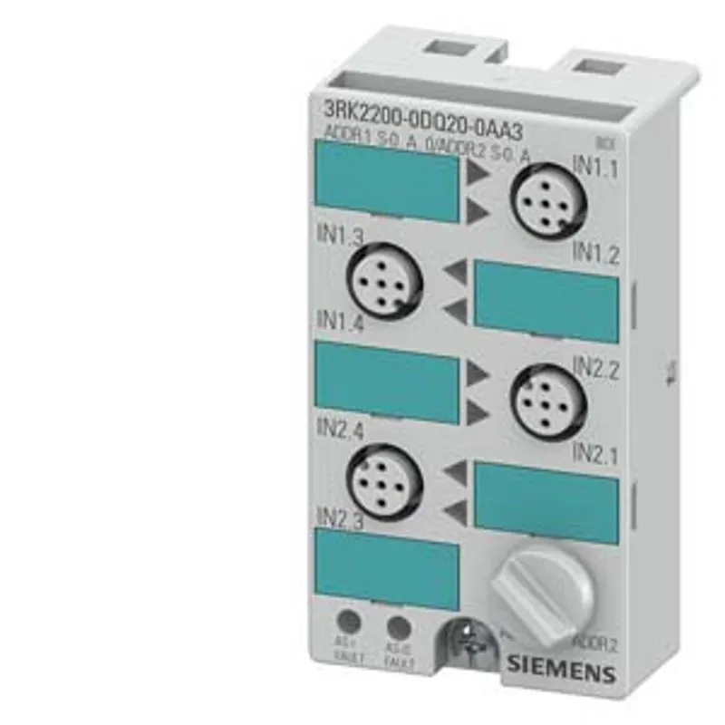 Siemens 3RK2200-0DQ20-0AA3 – AS-i compact module K45 digital A/B device, 8 DI, IP67 — photo 1 of 6