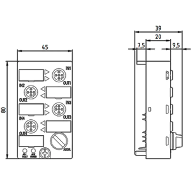 Siemens 3RK2400-1GQ20-1AA3 – AS-i compact module K45 digital A/B slave 4 x (1 DI/1 DQ) — photo 2 of 3