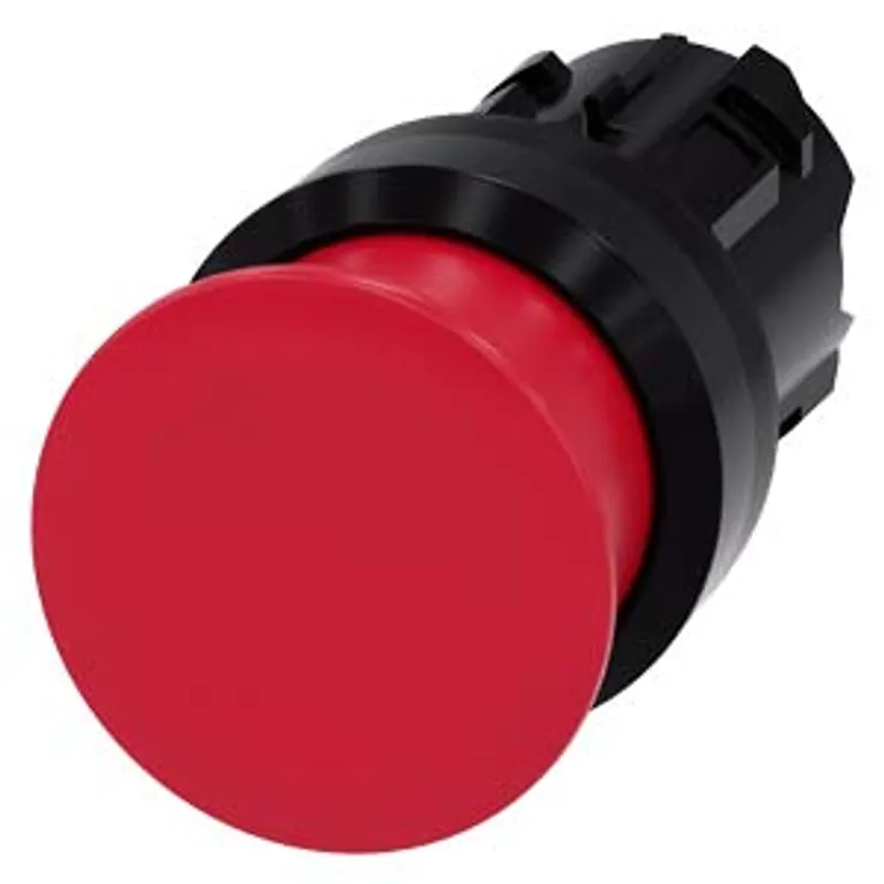 Siemens 3SU1000-1AD20-0AA0-Z Y19 – Mushroom pushbutton, 22 mm, round, plastic, red, 30 mm