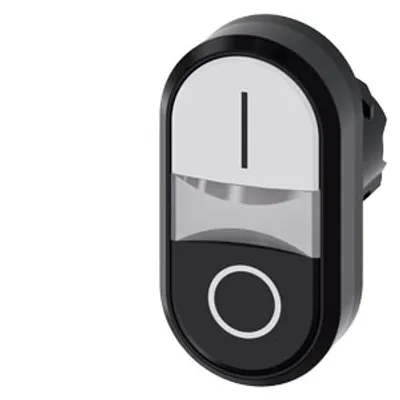 Siemens 3SU1000-3AB61-0AK0-Z X90 – Twin pushbutton, 22 mm, round, plastic, white: I, Black: O