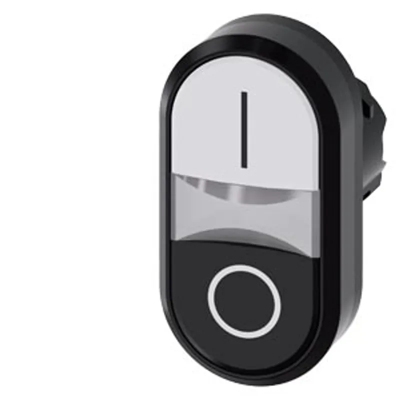 Siemens 3SU1000-3AB61-0AK0-Z X90 – Twin pushbutton, 22 mm, round, plastic, white: I, Black: O