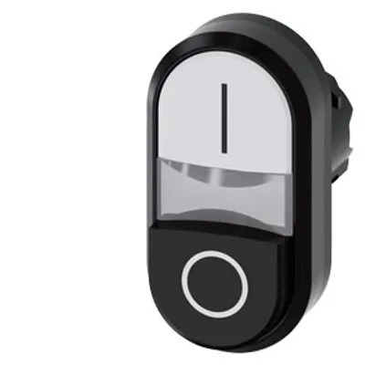 Siemens 3SU1000-3BB61-0AK0 – Twin pushbutton, 22 mm, round, plastic, white: I, Black: O