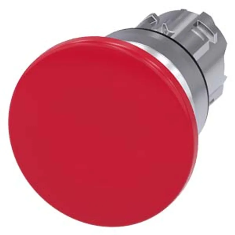 Siemens 3SU1050-1BD20-0AA0-Z Y12 – Mushroom pushbutton, 22 mm, round, metal, shiny, red, 40 mm
