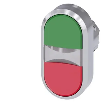 Siemens 3SU1050-3AB42-0AA0-Z Y19 – Twin pushbutton, 22 mm, round, metal, shiny, green, red