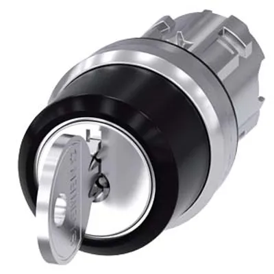 Siemens 3SU1050-4BP01-0AA0-Z Y19 – RONIS key-operated switch, 22 mm, round, metal, shiny