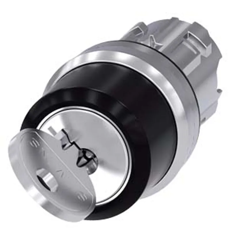 Siemens 3SU1050-4CC01-0AA0-Z Y19 – RONIS key-operated switch, 22 mm, round, metal, shiny
