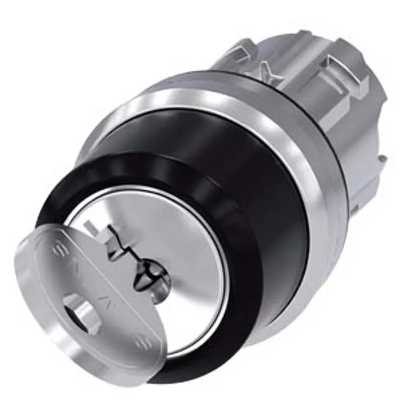 Siemens 3SU1050-4CF01-0AA0-Z Y15 – RONIS key-operated switch, 22 mm, round, metal, shiny