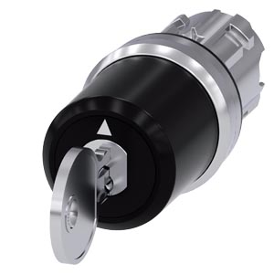 Siemens 3SU1050-5PN21-0AA0-Z Y01+Y19 – Siemens keyswitch, B, 22 mm, round, metal, shiny
