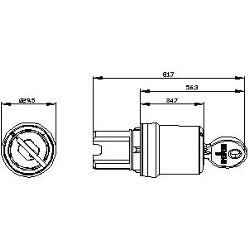 Siemens 3SU1050-5SF01-0AA0-Z X90 – Siemens keyswitch, B, 22 mm, round, metal, shiny — photo 2 of 3