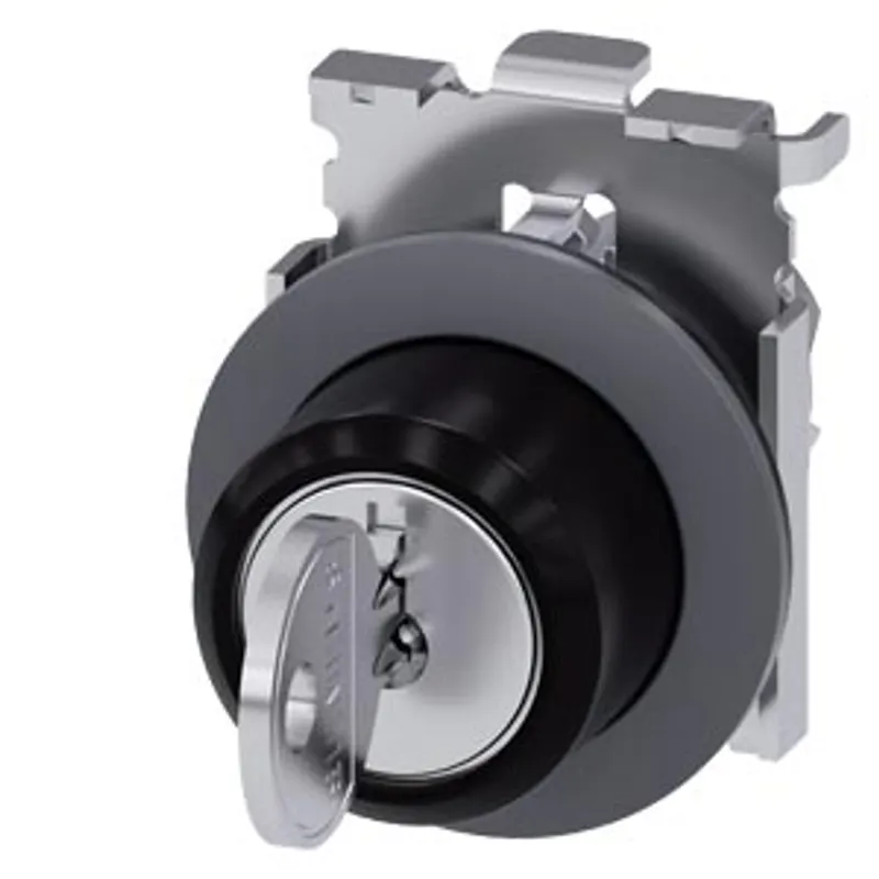Siemens 3SU1060-4LL11-0AA0-Z Y15 – RONIS key-operated switch, 30 mm, round, Metal, matte