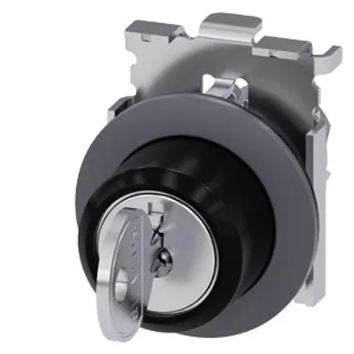 Siemens 3SU1060-4LM01-0AA0-Z X90 – RONIS key-operated switch, 30 mm, round, metal, matte