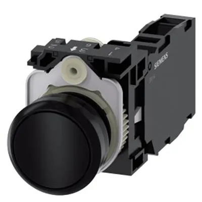 Siemens 3SU1100-0AB10-1FA0-Z Y15 – Pushbutton, 22 mm, round, plastic, black, pushbutton, flat