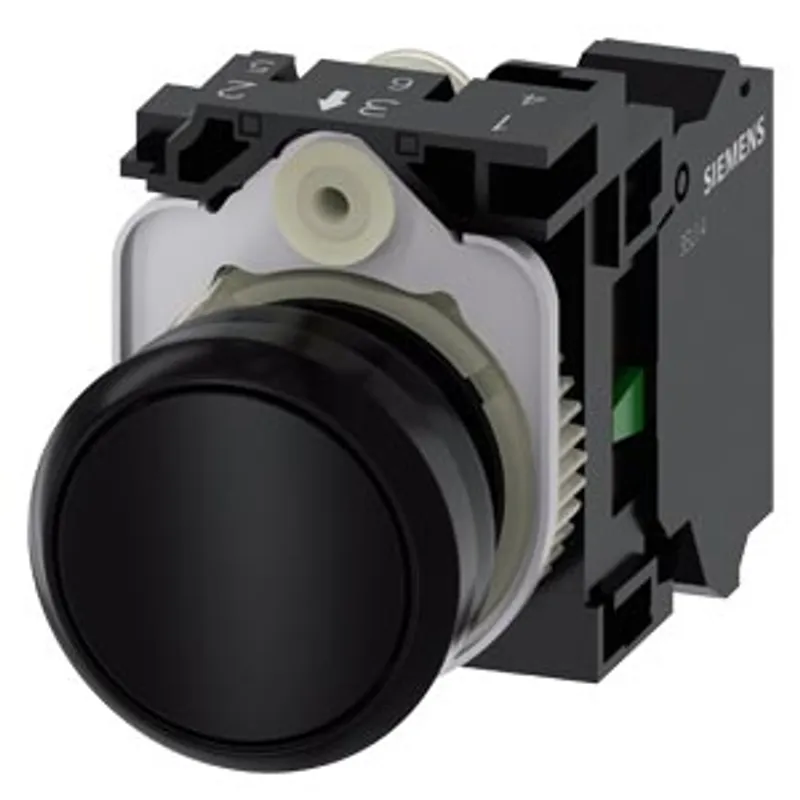 Siemens 3SU1100-0AB10-3BA0-Z Y15 – Pushbutton, 22 mm, round, plastic, black, pushbutton, flat