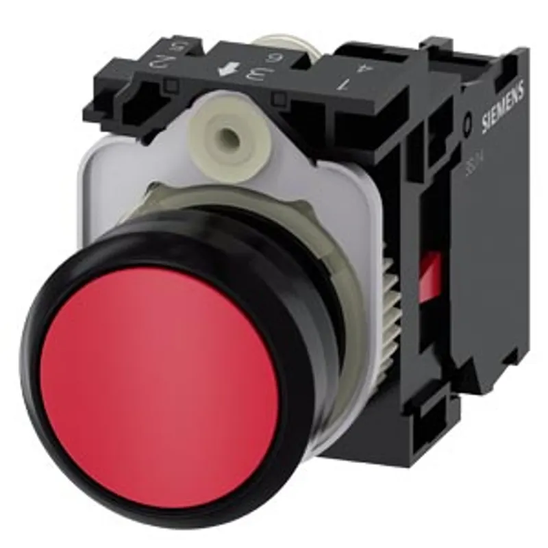 Siemens 3SU1100-0AB20-1CA0-Z Y11 – Pushbutton, 22 mm, round, plastic, red, pushbutton, flat