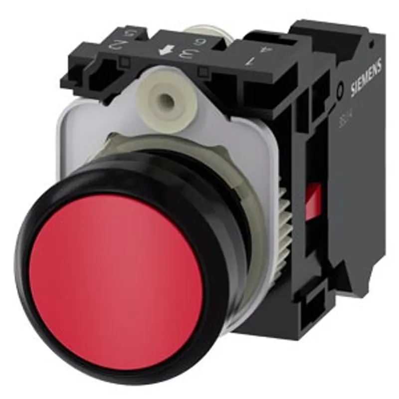 Siemens 3SU1100-0AB20-3CA0-Z Y11 – Pushbutton, 22 mm, round, plastic, red, pushbutton, flat