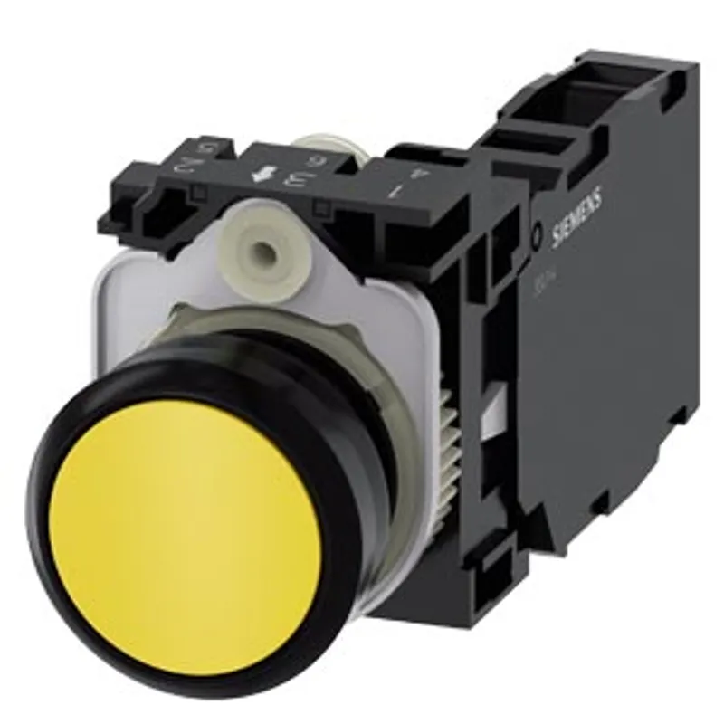Siemens 3SU1100-0AB30-1FA0-Z Y13 – Pushbutton, 22 mm, round, plastic, yellow, pushbutton, flat