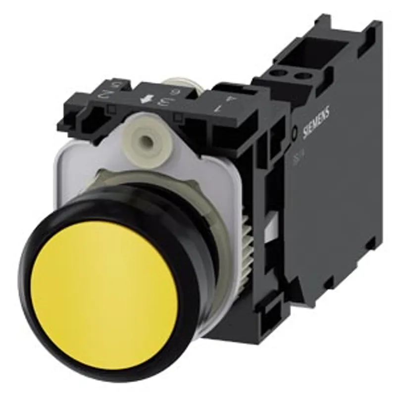 Siemens 3SU1100-0AB30-3FA0-Z Y11 – Pushbutton, 22 mm, round, plastic, yellow, pushbutton, flat