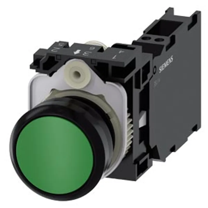 Siemens 3SU1100-0AB40-3FA0-Z Y19 – Pushbutton, 22 mm, round, plastic, green, pushbutton, flat