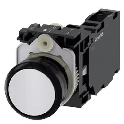 Siemens 3SU1100-0AB60-1FA0 – Pushbutton, 22 mm, round, plastic, white, pushbutton, flat