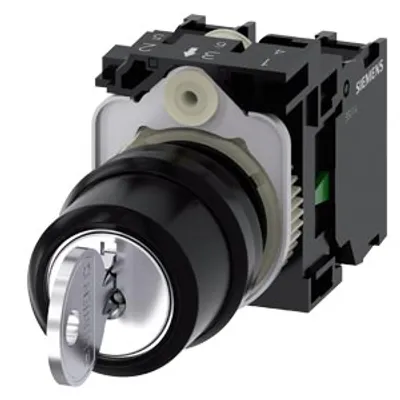 Siemens 3SU1100-4BL11-1NA0-Z Y15 – RONIS key-operated switch, 22 mm, round, plastic
