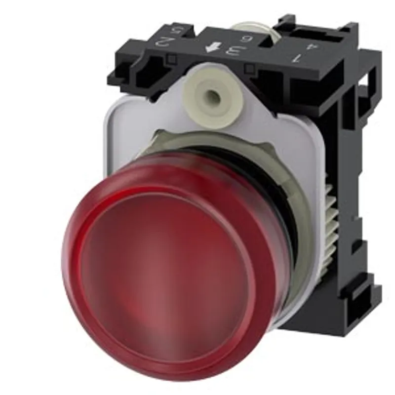 Siemens 3SU1103-6AA20-1AA0-Z Y12 – Indicator lights, 22 mm, round, plastic, red, lens, smooth