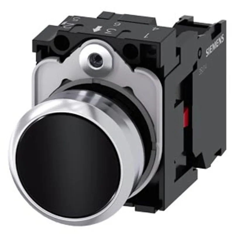 Siemens 3SU1150-0AB10-1CA0-Z X90 – Pushbutton, 22 mm, round, metal, shiny, black, pushbutton