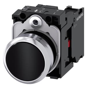 Siemens 3SU1150-0AB10-1CA0 – Pushbutton, 22 mm, round, metal, shiny, black, pushbutton
