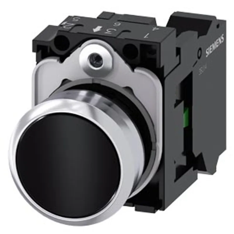 Siemens 3SU1150-0AB10-3BA0-Z Y10 – Pushbutton, 22 mm, round, metal, shiny, black, pushbutton — photo 1 of 3