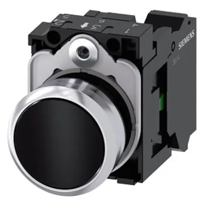 Siemens 3SU1150-0AB10-3BA0-Z Y12 – Pushbutton, 22 mm, round, metal, shiny, black, pushbutton