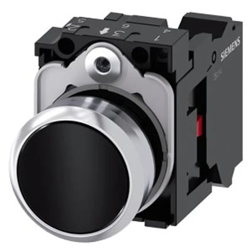 Siemens 3SU1150-0AB10-3CA0-Z Y19 – Pushbutton, 22 mm, round, metal, shiny, black, pushbutton