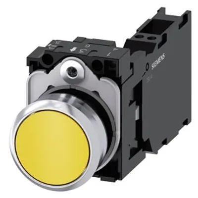 Siemens 3SU1150-0AB30-3FA0-Z Y12 – Pushbutton, 22 mm, round, metal, shiny, yellow, pushbutton