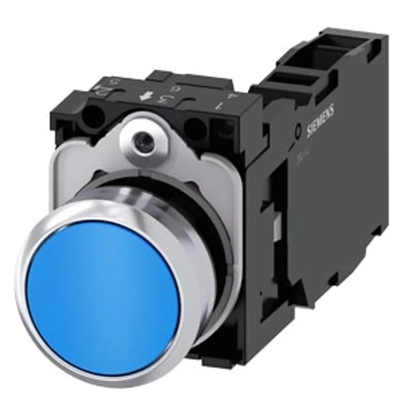 Siemens 3SU1150-0AB50-1FA0-Z Y13 – Pushbutton, 22 mm, round, metal, shiny, blue, pushbutton