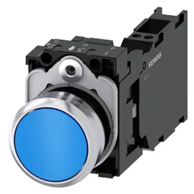 Siemens 3SU1150-0AB50-3FA0-Z Y15 – Pushbutton, 22 mm, round, metal, shiny, blue, pushbutton