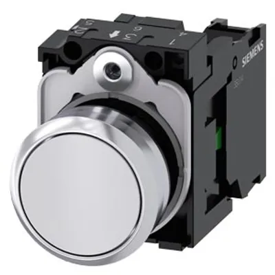 Siemens 3SU1150-0AB60-1BA0-Z Y11 – Pushbutton, 22 mm, round, metal, shiny, white, pushbutton
