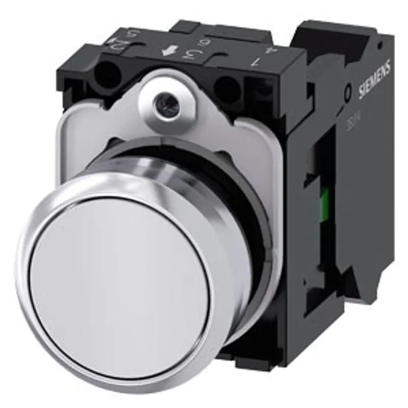 Siemens 3SU1150-0AB60-3BA0-Z Y15 – Pushbutton, 22 mm, round, metal, shiny, white, pushbutton