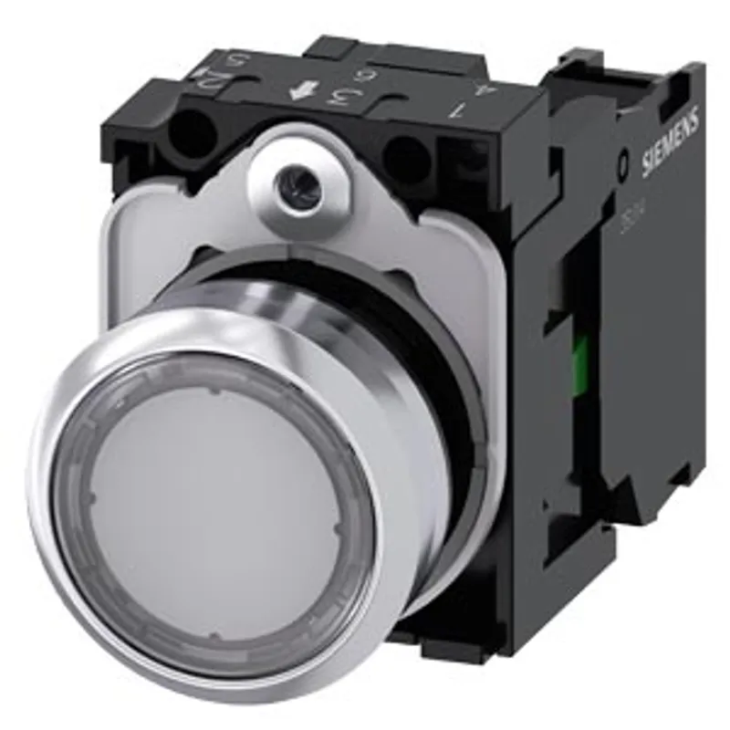 Siemens 3SU1150-0AB70-1BA0-Z Y13 – Pushbutton, 22 mm, round, metal, shiny, clear, pushbutton