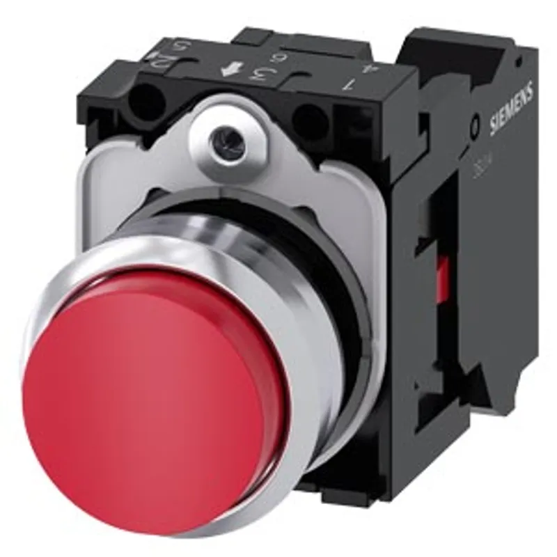Siemens 3SU1150-0BB20-3CA0-Z Y19 – Pushbutton, 22 mm, round, metal, shiny, red, pushbutton