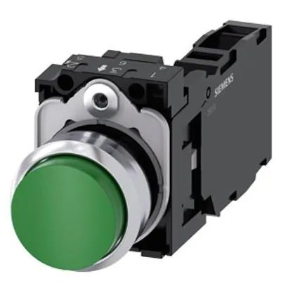 Siemens 3SU1150-0BB40-1FA0-Z Y19 – Pushbutton, 22 mm, round, metal, shiny, green, pushbutton
